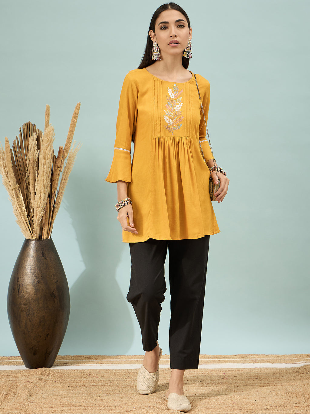 Women’s Black Solid Cotton Trousers