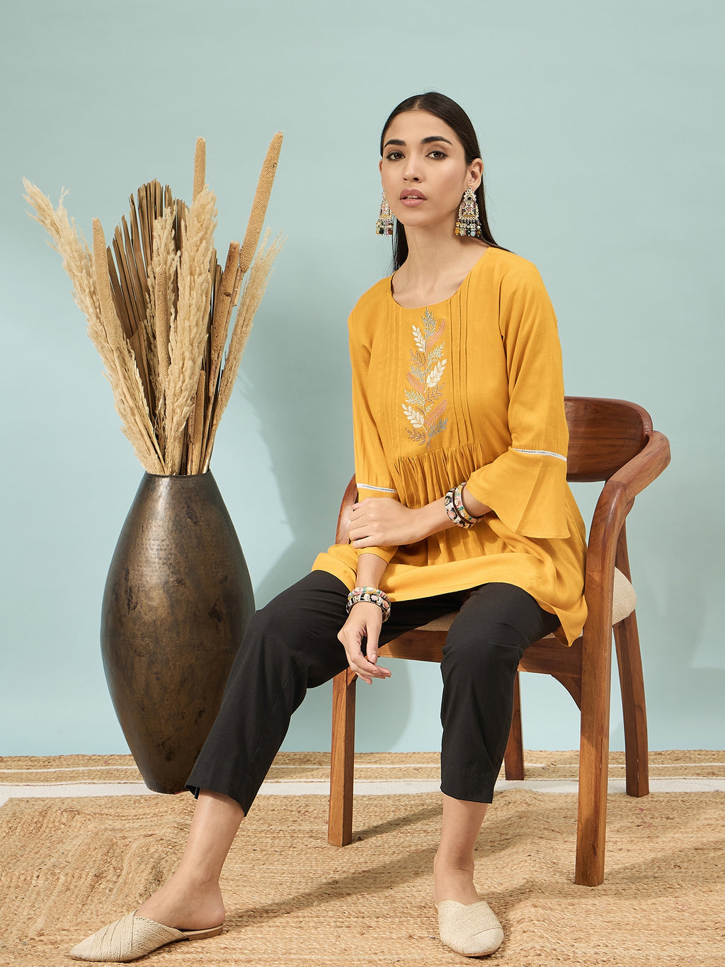 Women’s Black Solid Cotton Trousers