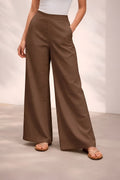 Pichawai Women's High-Waist Wide Leg Pants – Chocolate