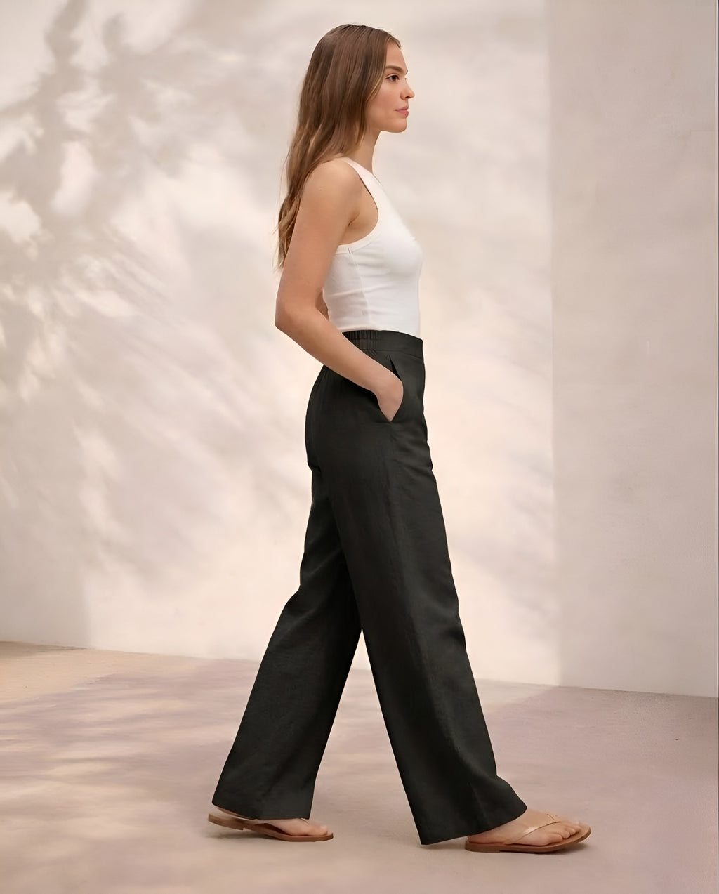 Pichawai Women's High-Waist Wide Leg Pants – Black