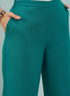 Women’s Rama Green Solid Cotton Trousers