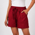 Women’s Maroon Solid Elasticated Drawstring Casual Shorts
