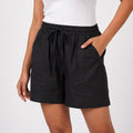 Women’s Black Solid Elasticated Drawstring Casual Shorts