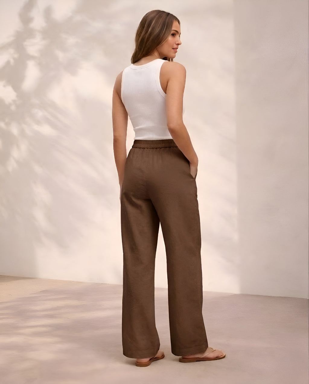 Pichawai Women's High-Waist Wide Leg Pants – Chocolate
