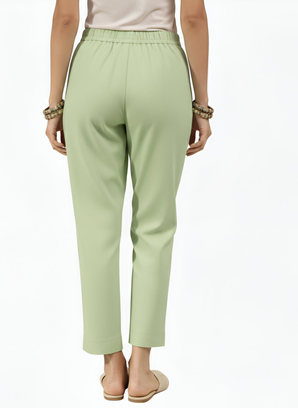 Women’s T-Green Solid Cotton Trousers