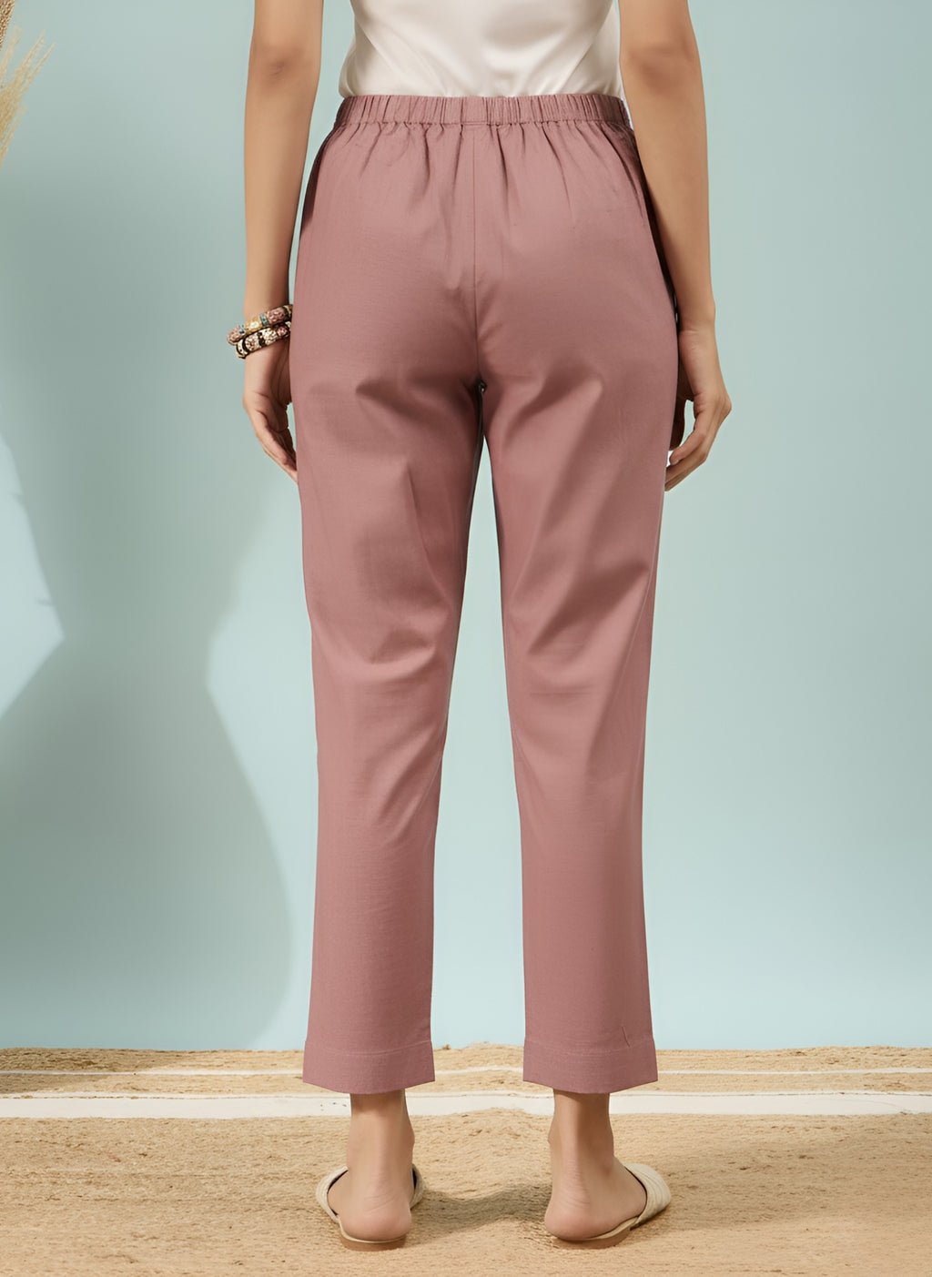 Women’s Rose Solid Cotton Trousers