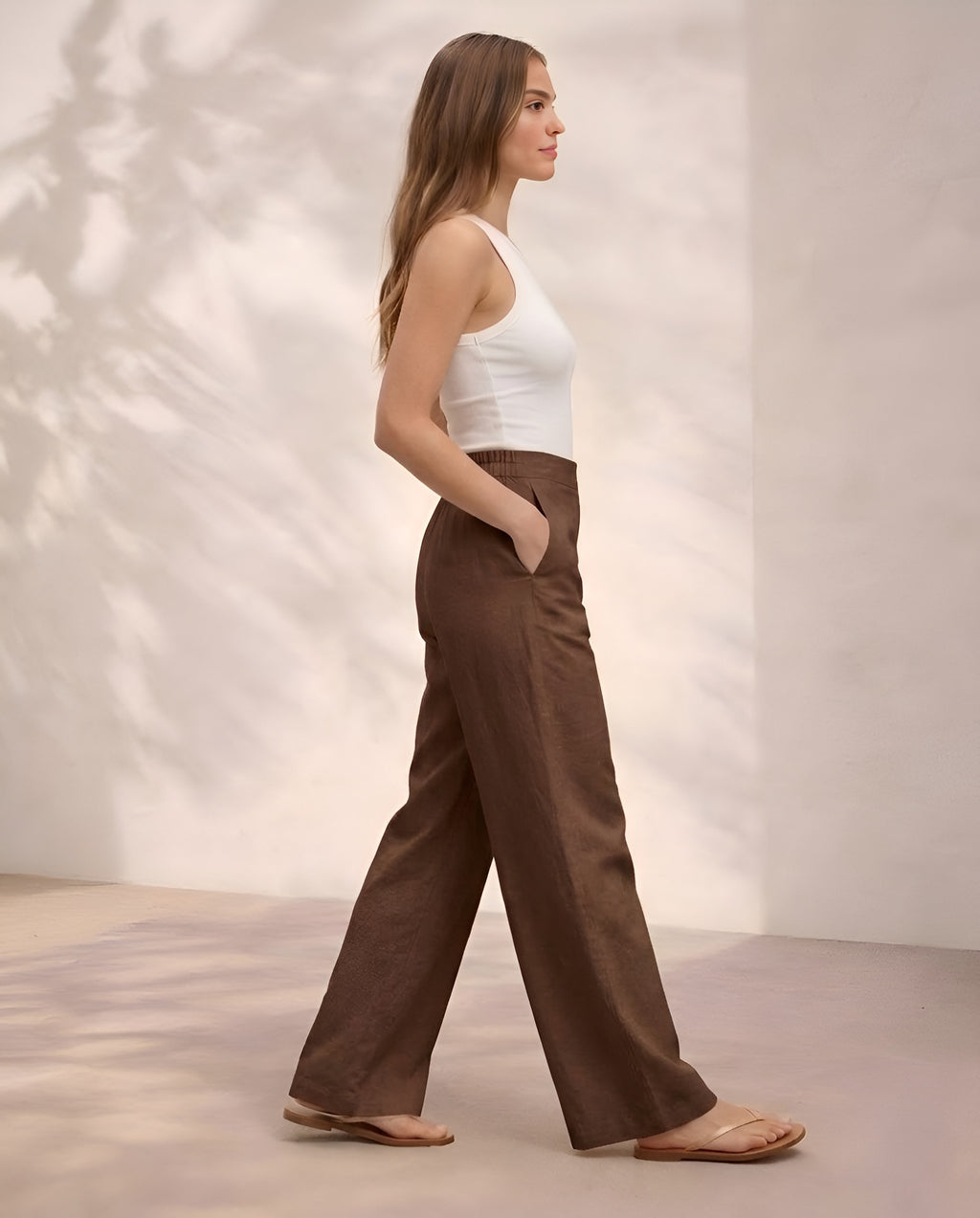 Pichawai Women's High-Waist Wide Leg Pants – Chocolate