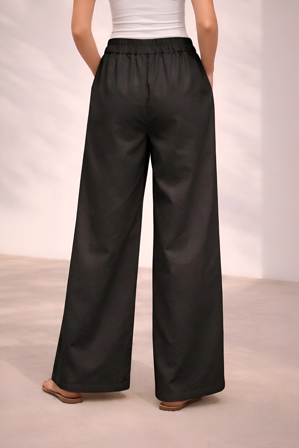 Pichawai Women's High-Waist Wide Leg Pants – Black