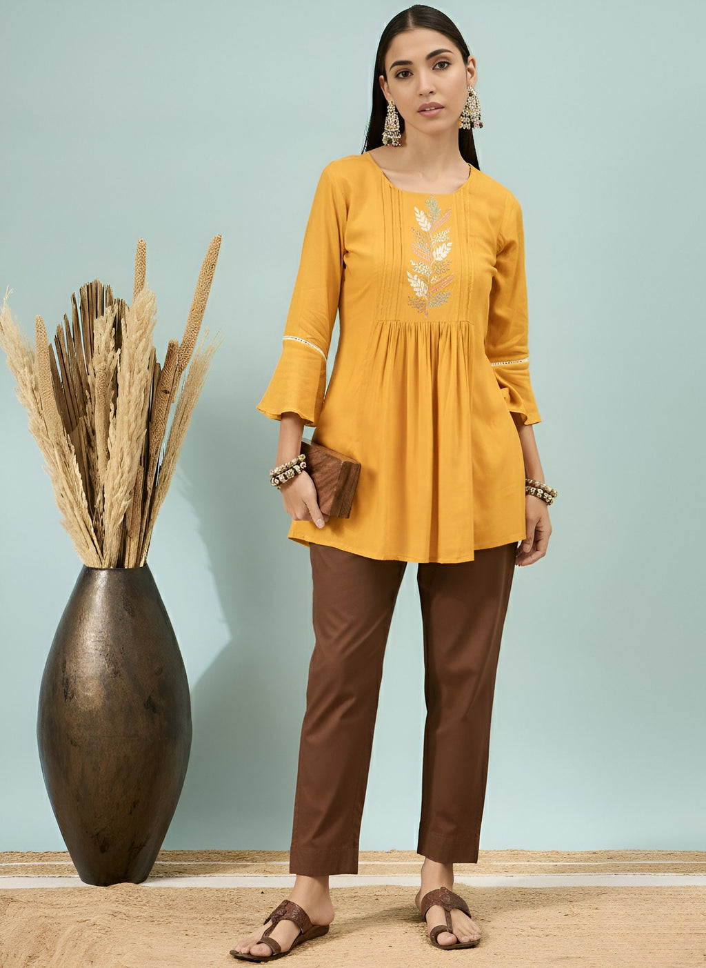 Women’s Chocolate Solid Cotton Trousers
