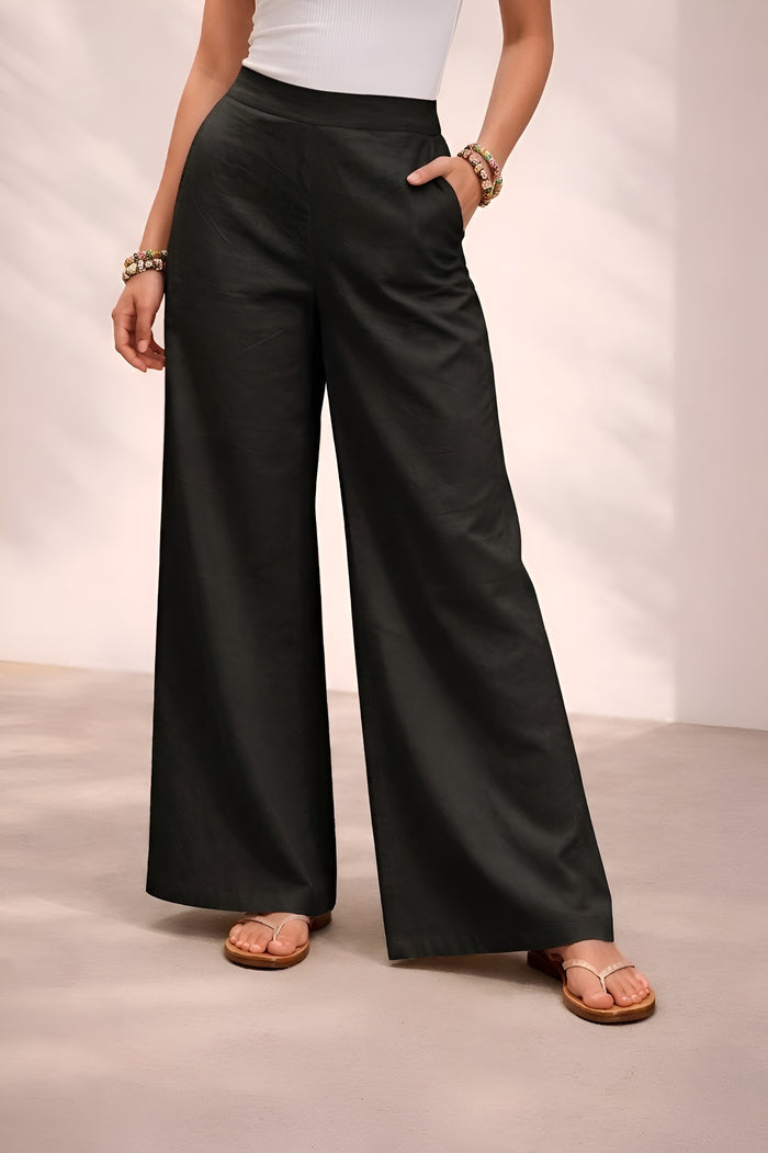 Pichawai Women's High-Waist Wide Leg Pants – Black