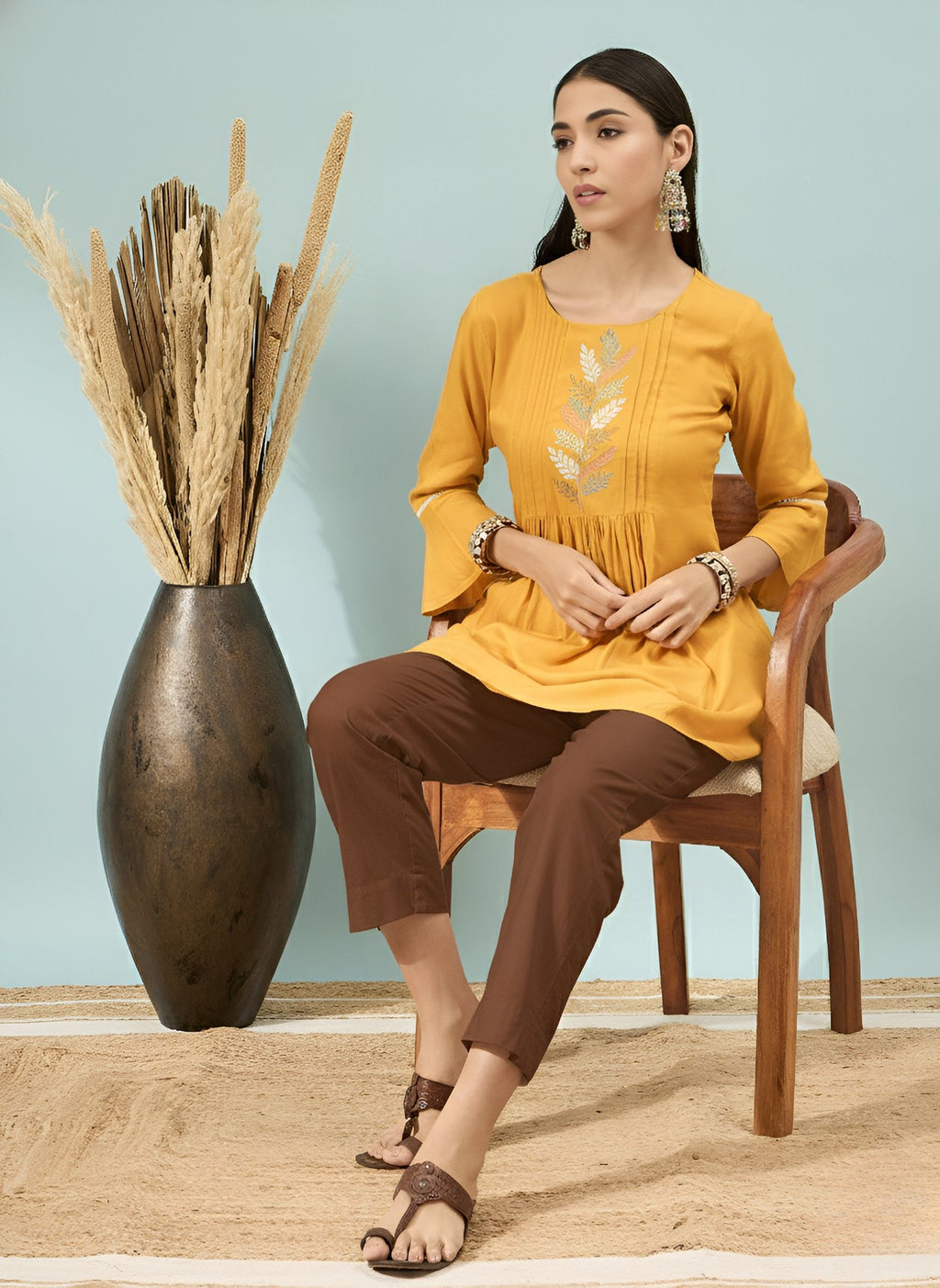 Women’s Chocolate Solid Cotton Trousers