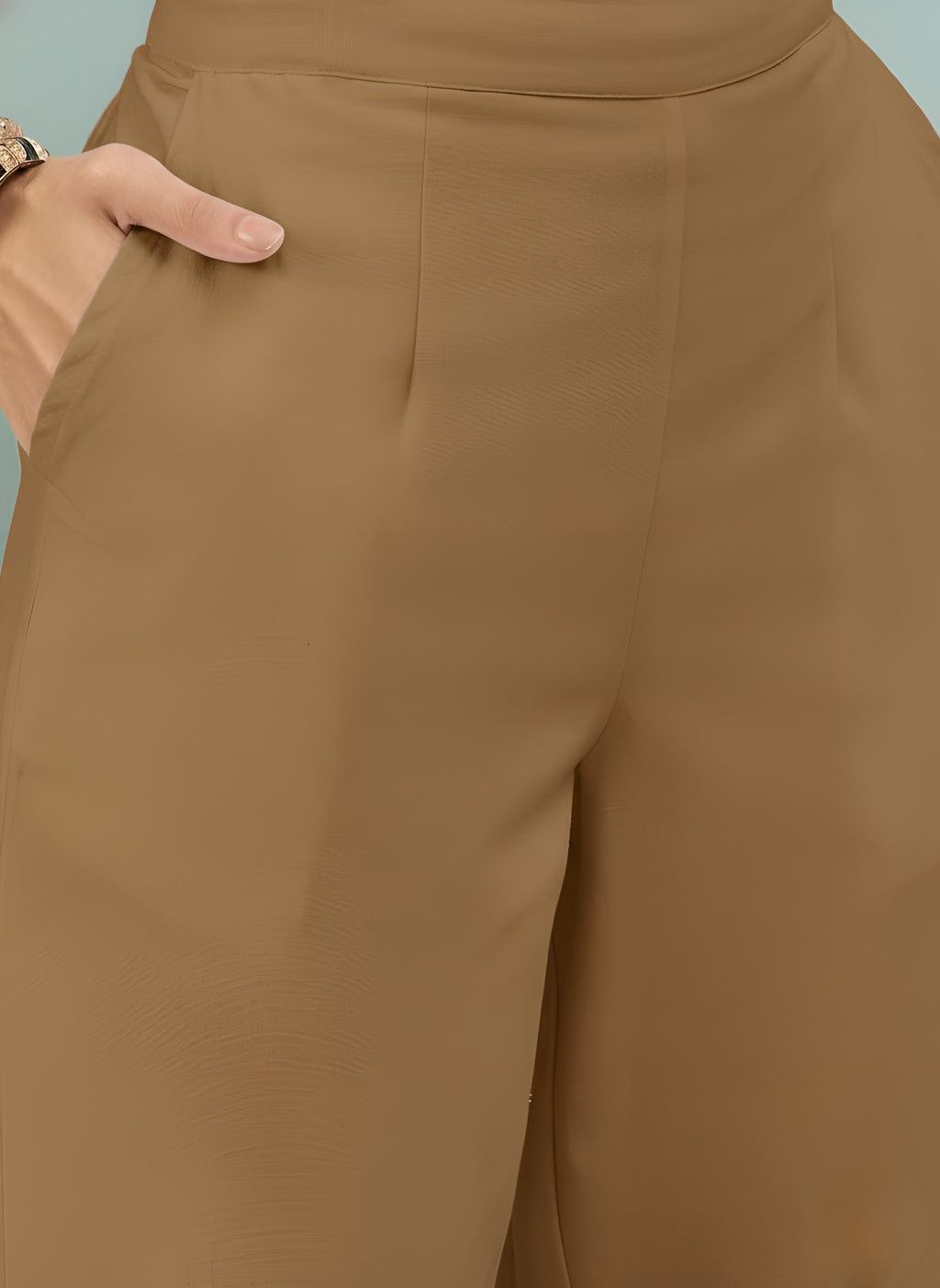 Women’s Chikoo Solid Cotton Trousers