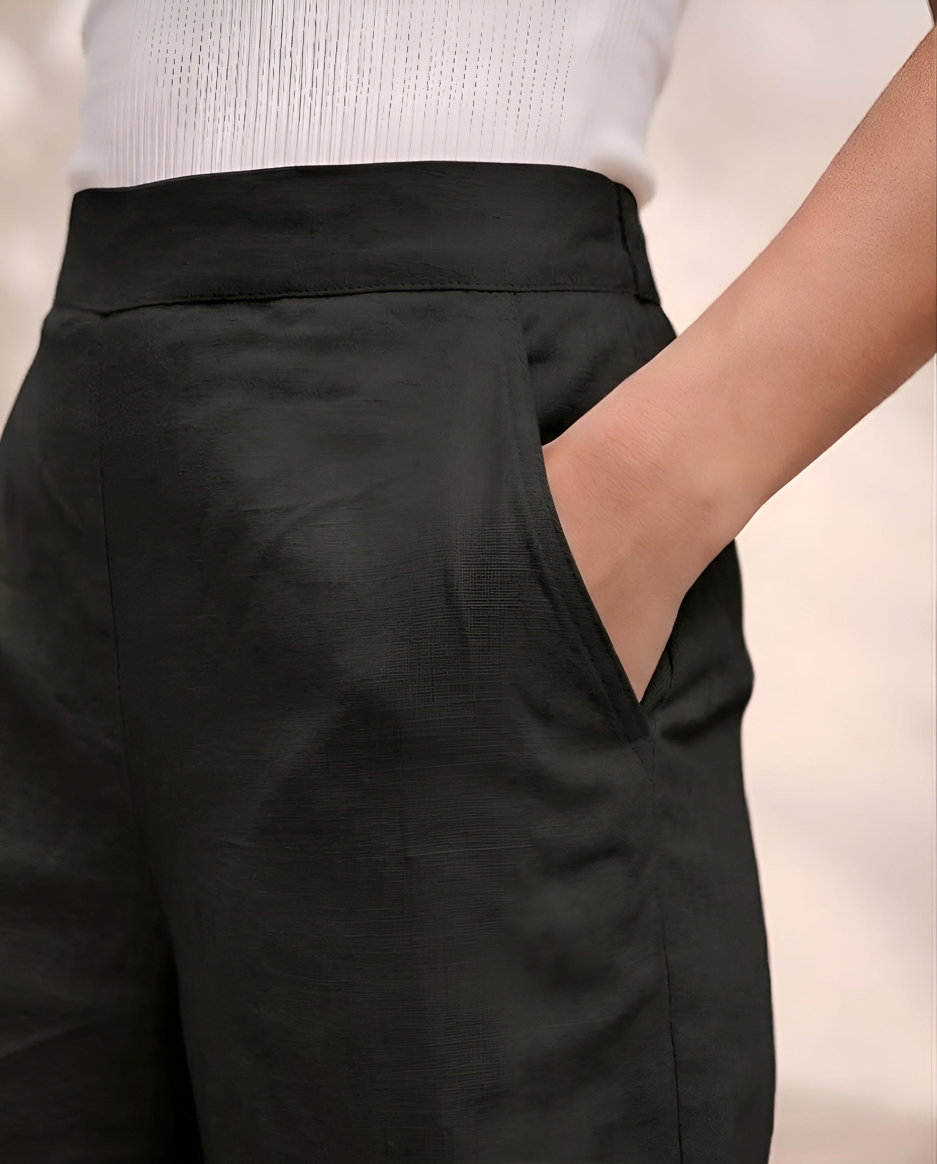 Pichawai Women's High-Waist Wide Leg Pants – Black