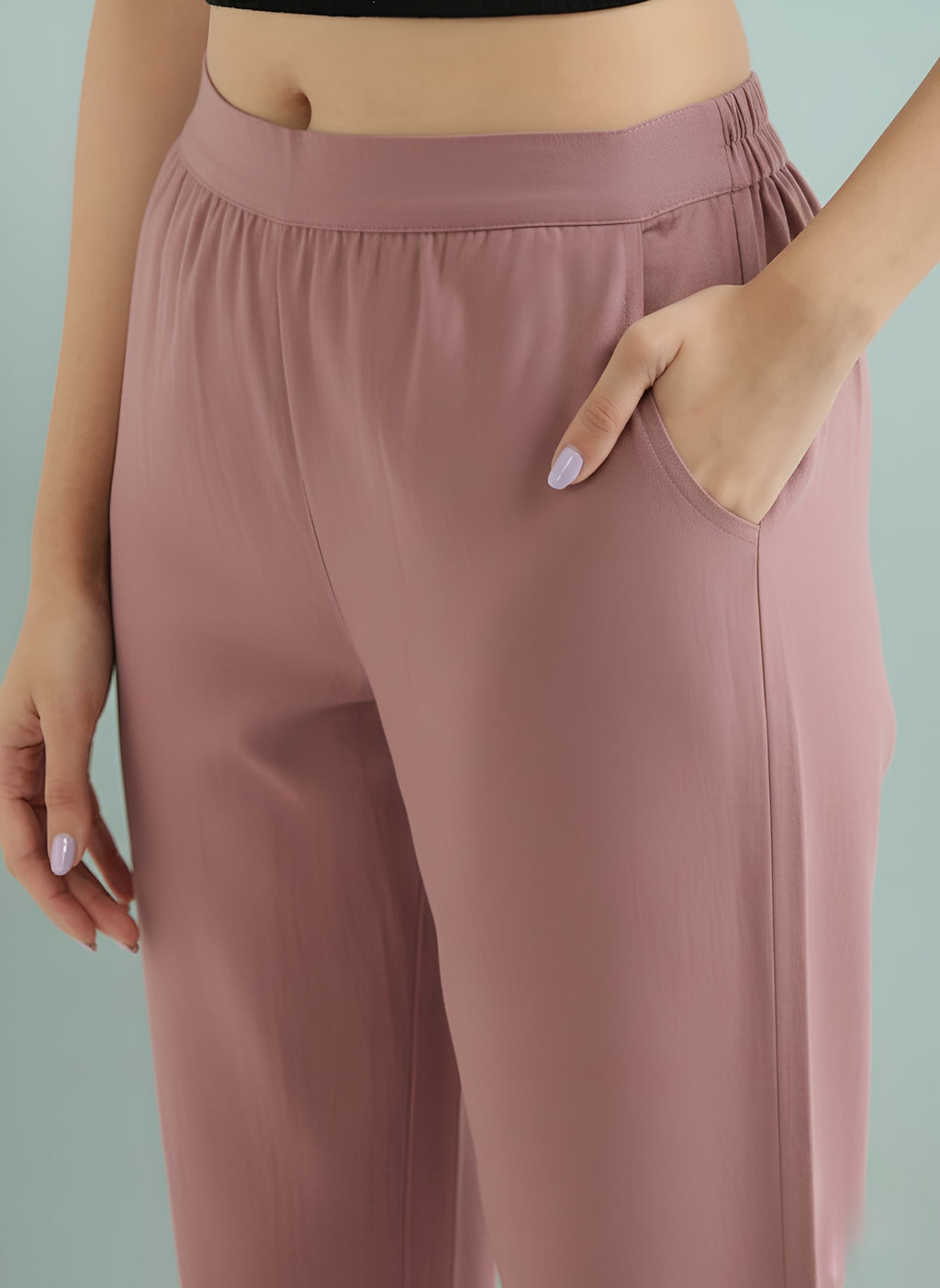 Women’s Rose Solid Cotton Trousers