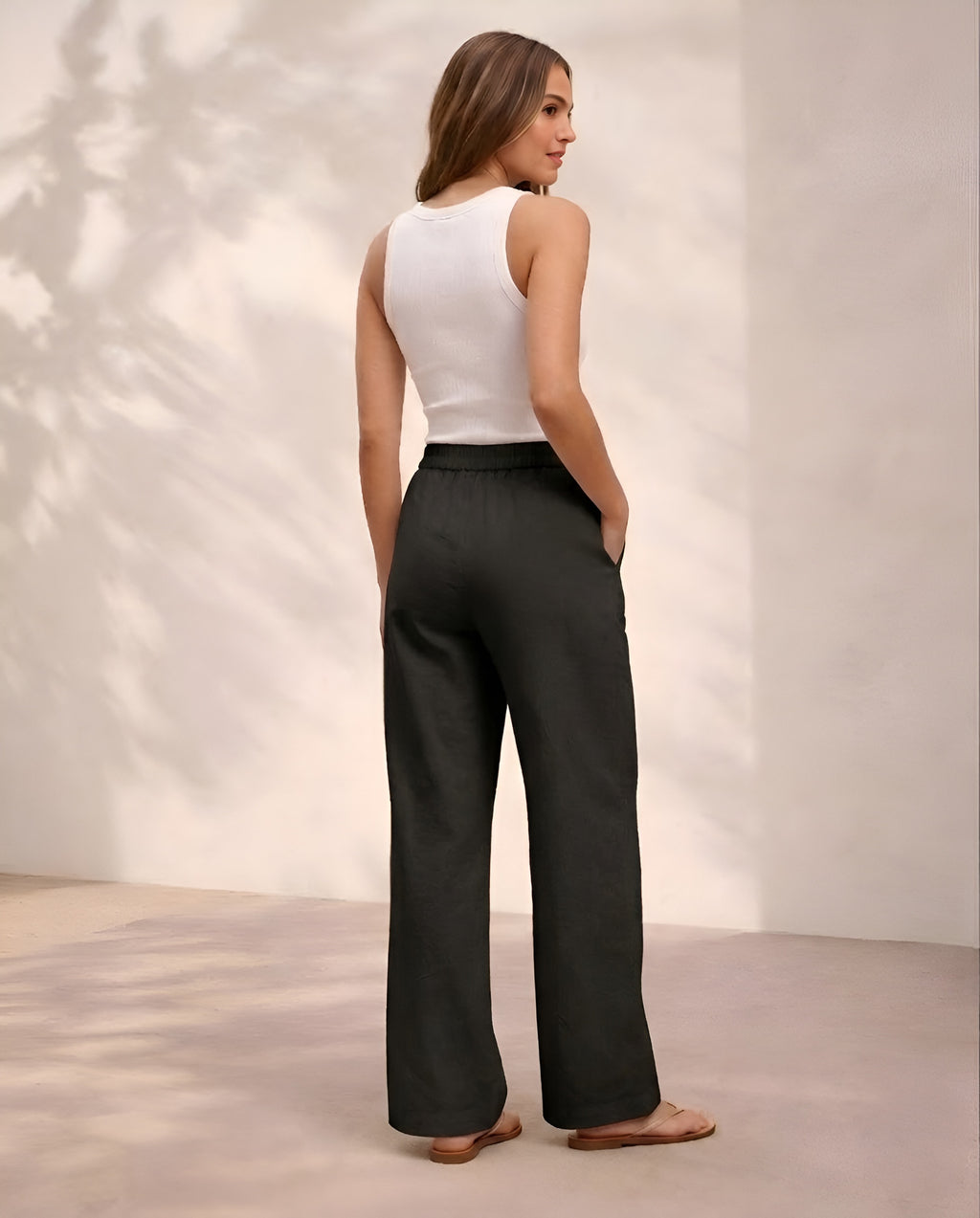 Pichawai Women's High-Waist Wide Leg Pants – Black