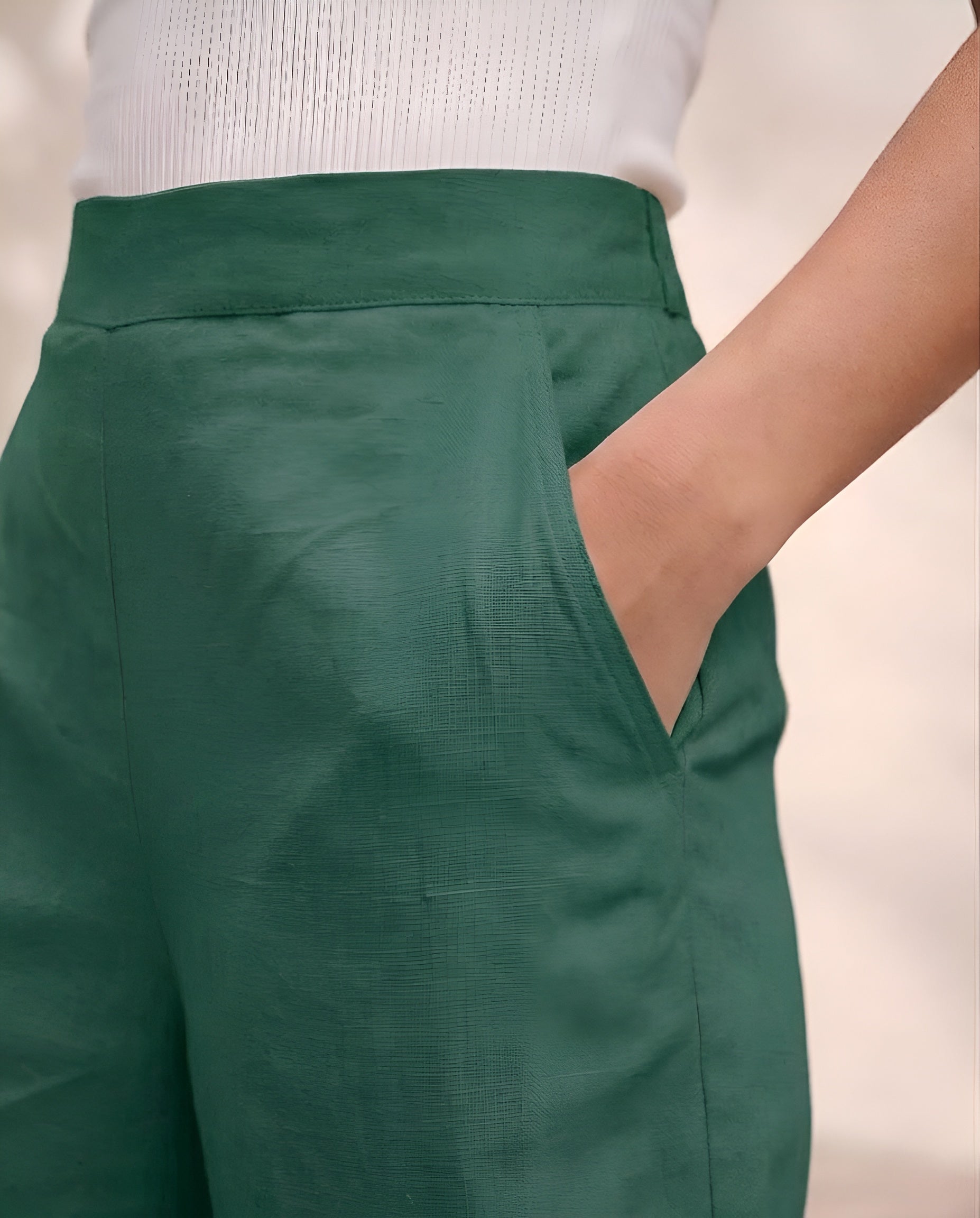 Pichawai Women's High-Waist Wide Leg Pants – Dark Green