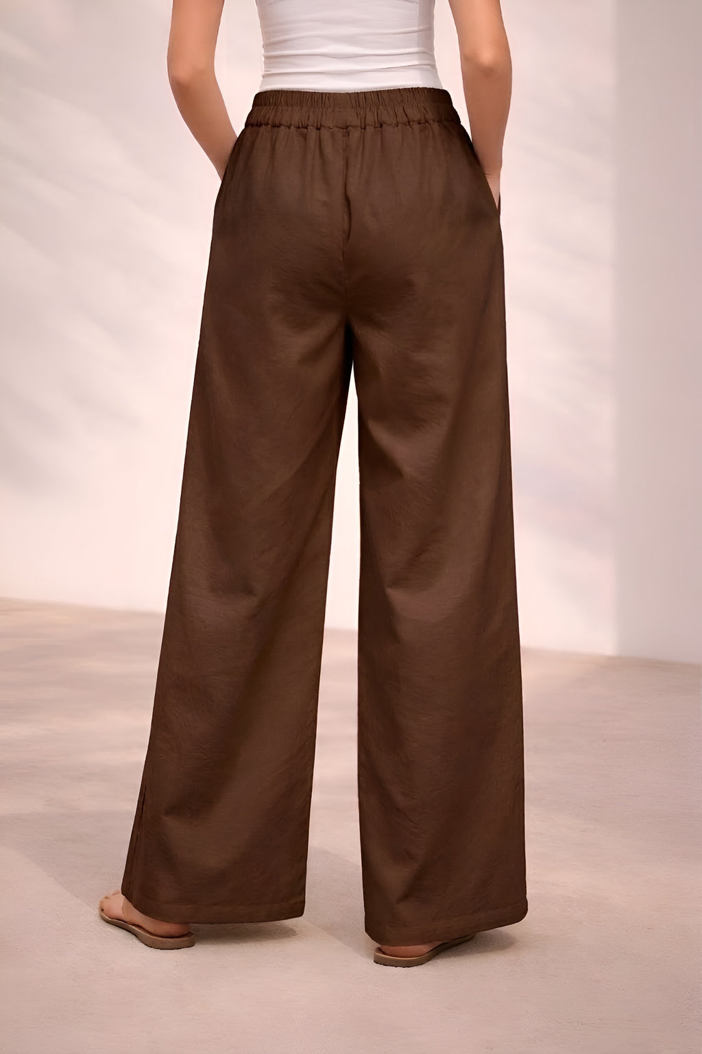 Pichawai Women's High-Waist Wide Leg Pants – Chocolate
