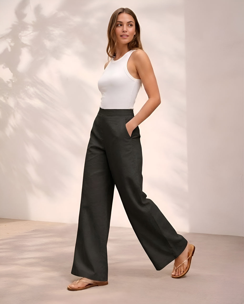 Pichawai Women's High-Waist Wide Leg Pants – Black