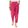 Women’s Pink Solid Cotton Trousers