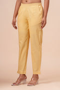 Women’s Cream Solid Cotton Trousers