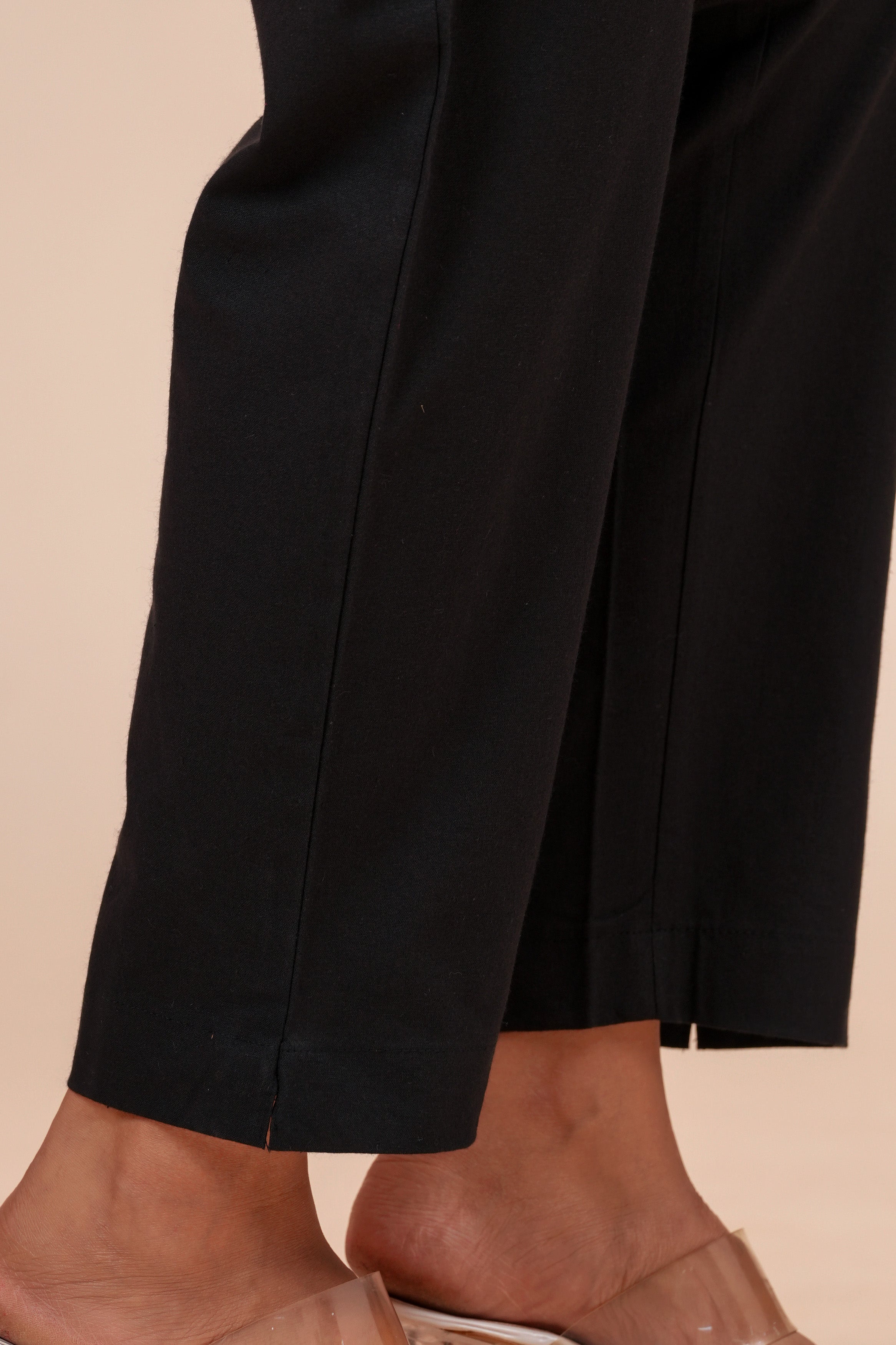Women’s Black Solid Cotton Trousers