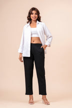 Women’s Black Solid Cotton Trousers
