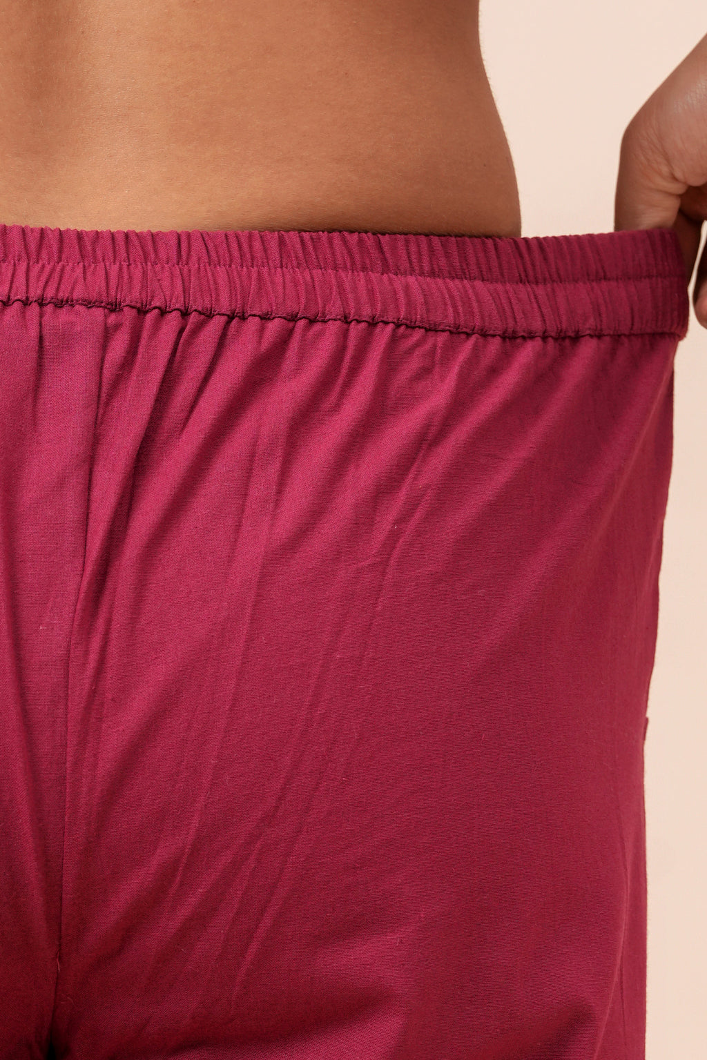 Women’s Maroon Solid Cotton Trousers