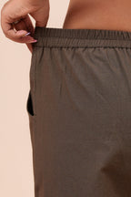 Women’s Dark Grey Solid Cotton Trousers