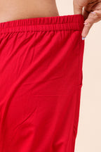 Women’s Red Solid Cotton Trousers