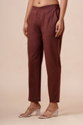 Women’s Chocolate Solid Cotton Trousers