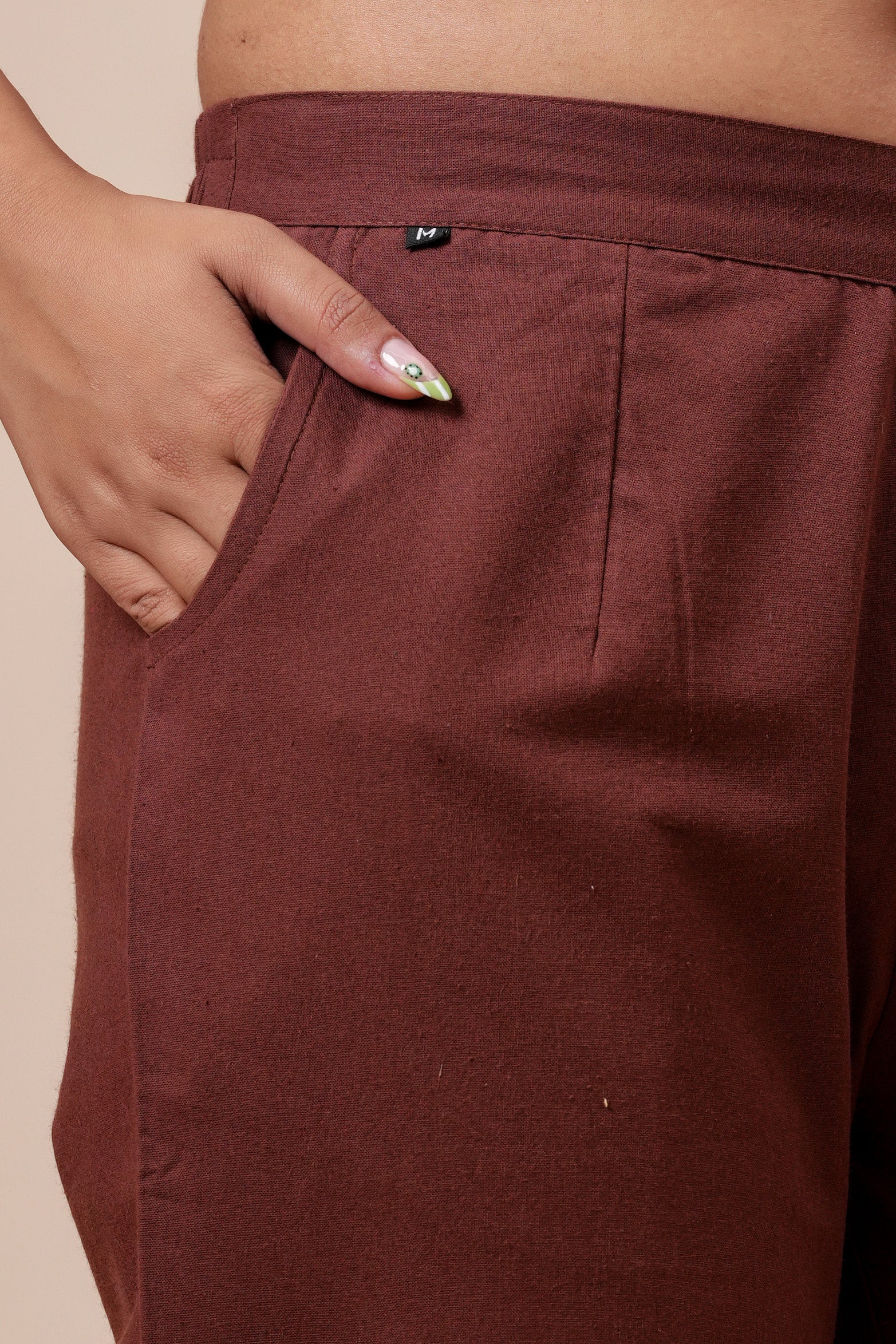 Women’s Chocolate Solid Cotton Trousers