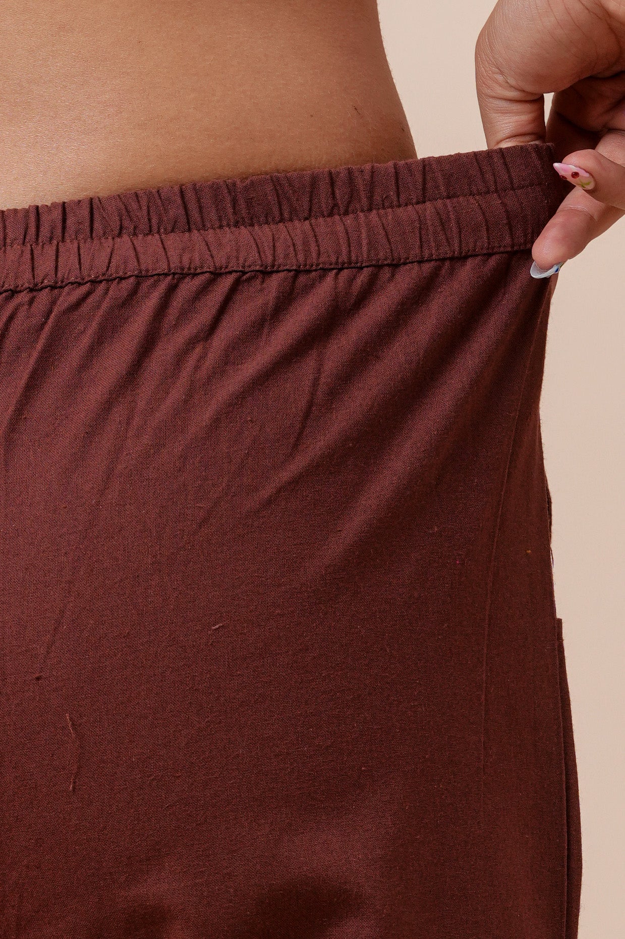 Women’s Chocolate Solid Cotton Trousers