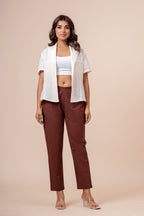 Women’s Chocolate Solid Cotton Trousers