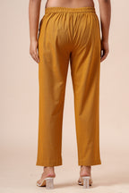 Women’s Chikoo Solid Cotton Trousers