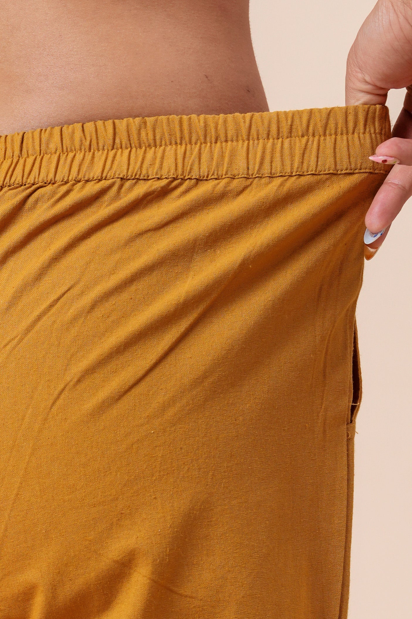 Women’s Chikoo Solid Cotton Trousers