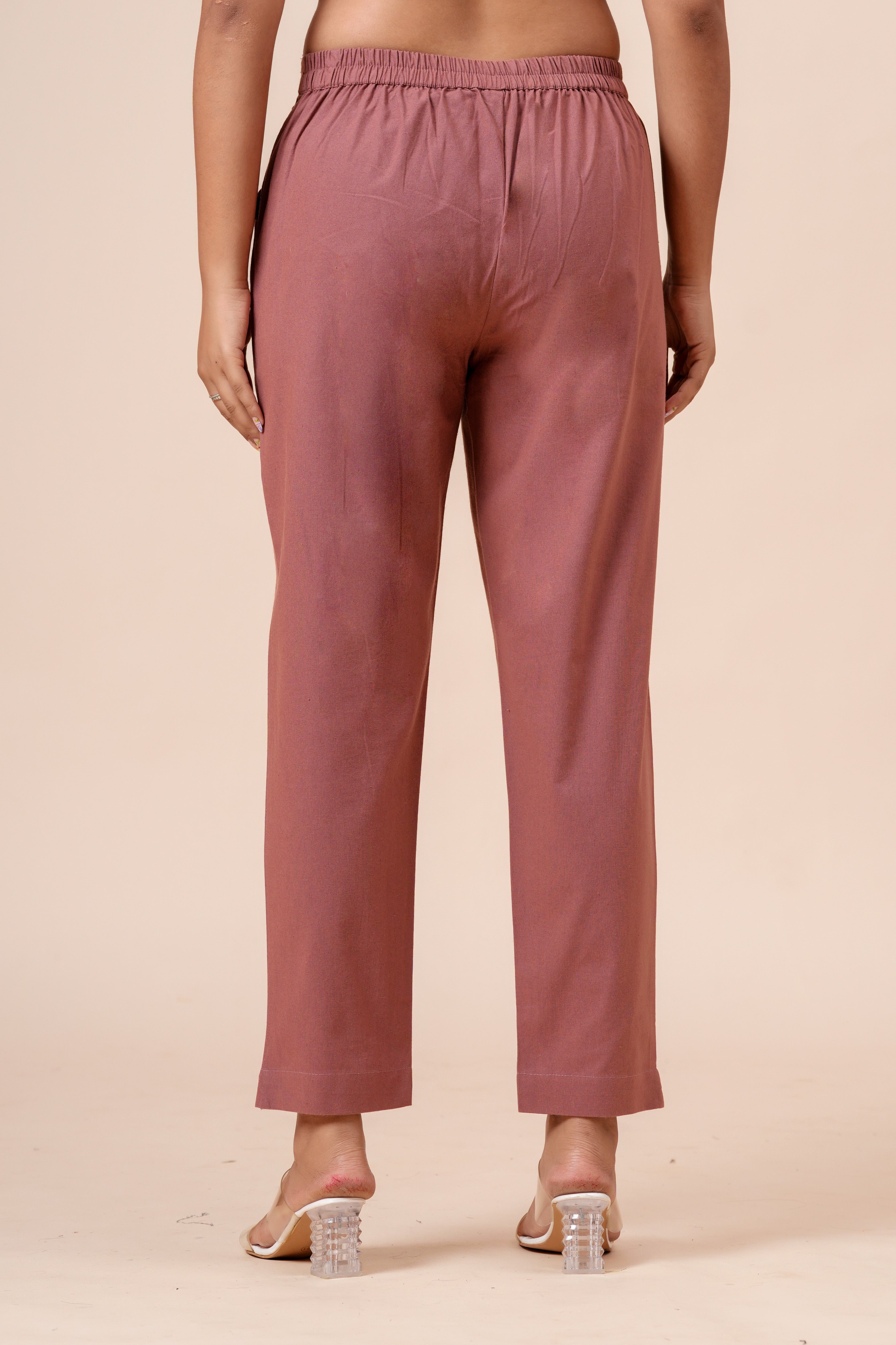 Women’s Rose Solid Cotton Trousers