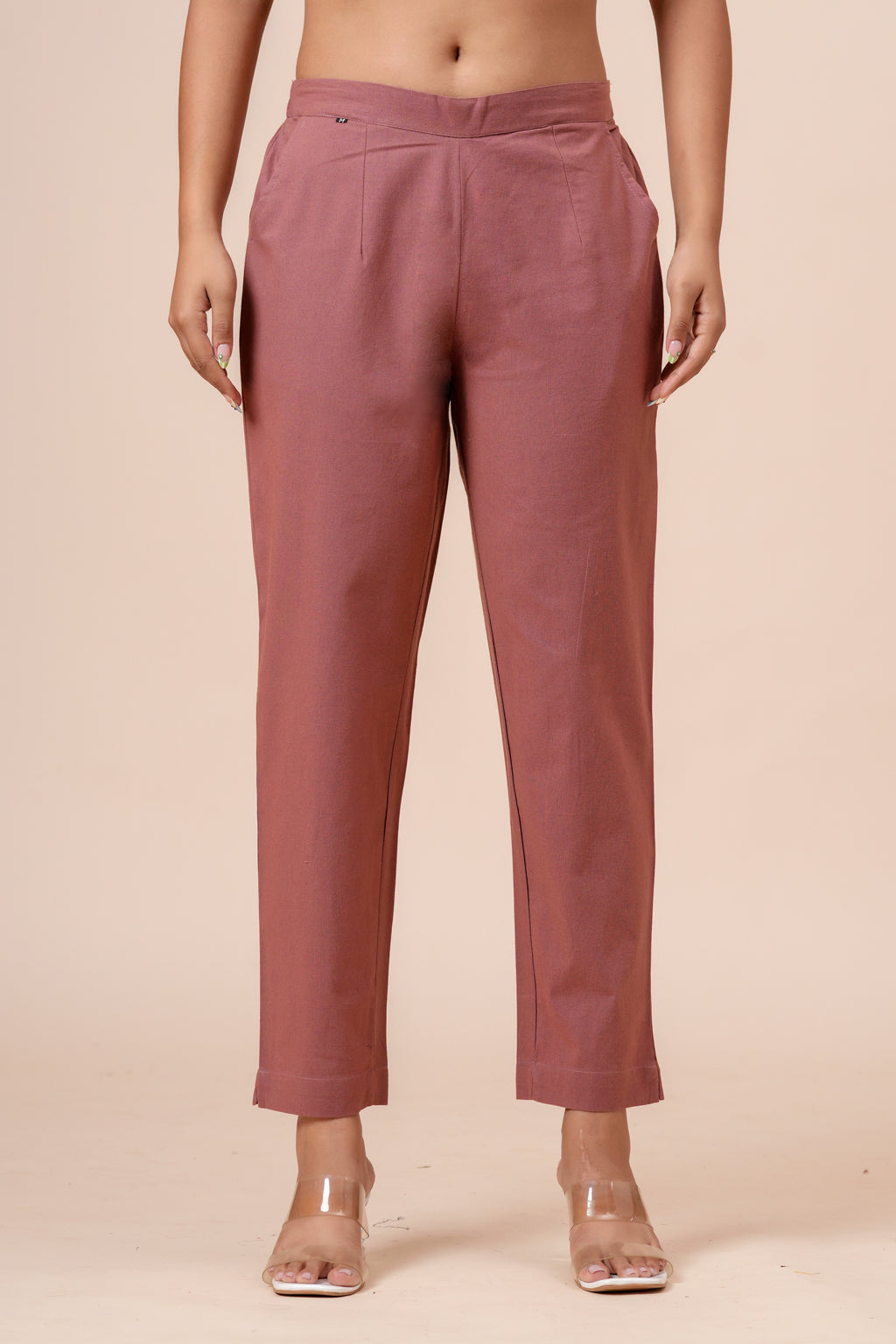 Women’s Rose Solid Cotton Trousers