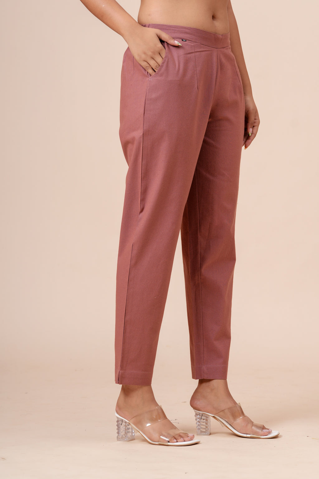 Women’s Rose Solid Cotton Trousers