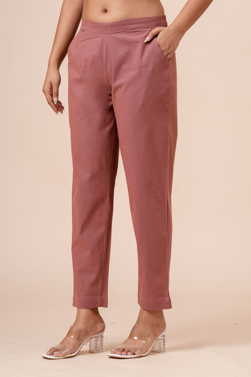 Women’s Rose Solid Cotton Trousers