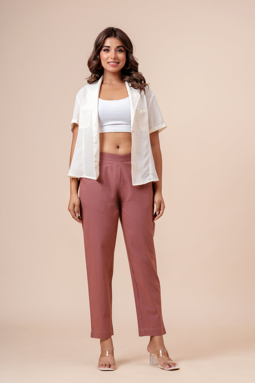 Women’s Rose Solid Cotton Trousers