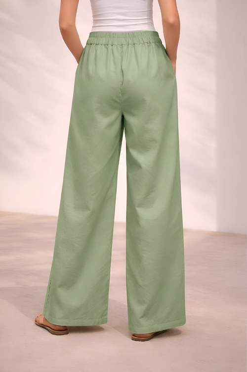Pichawai Women's High-Waist Wide Leg Pants – T Green