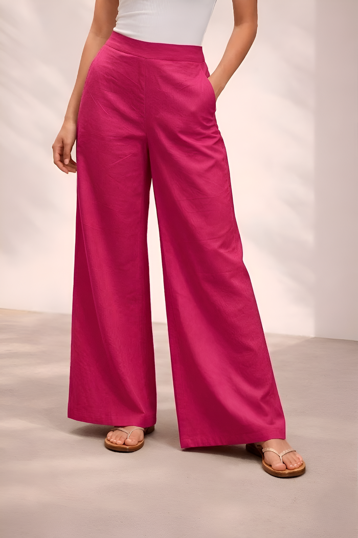 Pichawai Women's High-Waist Wide Leg Pants – Pink