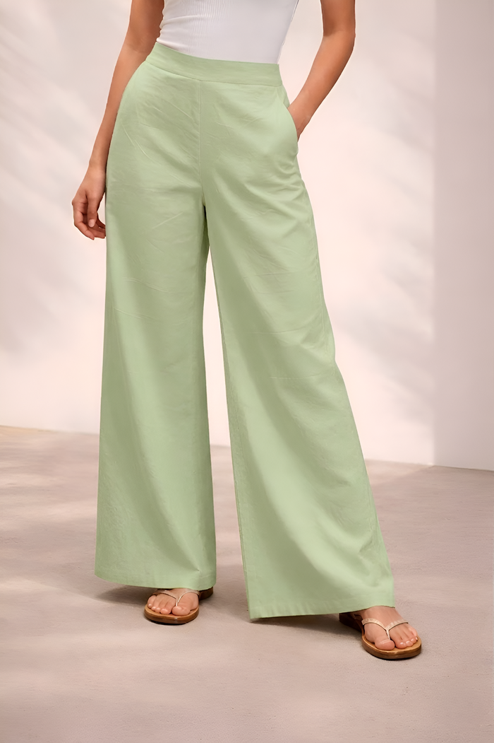 Pichawai Women's High-Waist Wide Leg Pants – T Green
