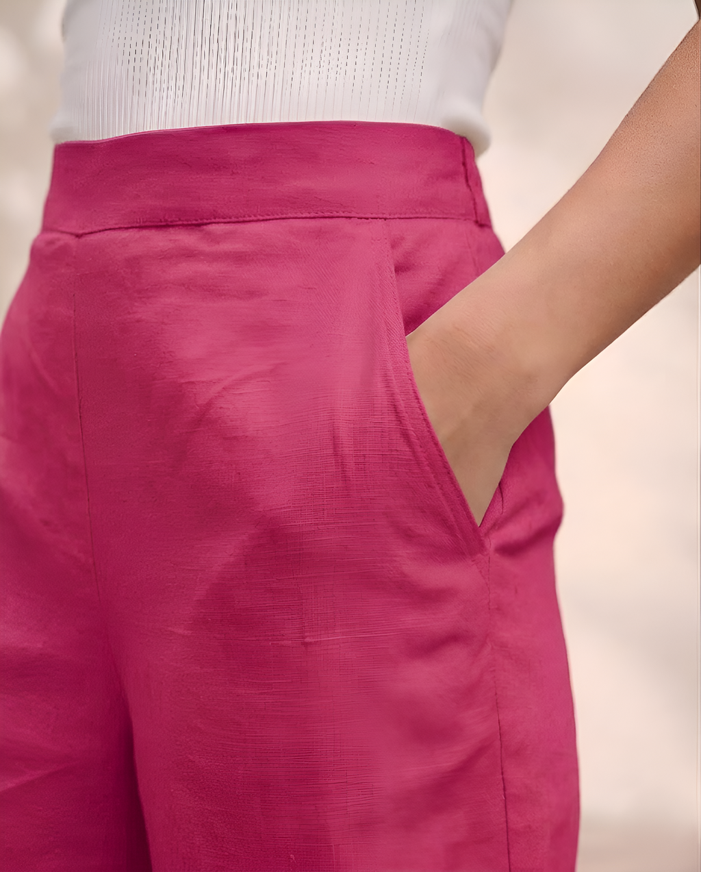 Pichawai Women's High-Waist Wide Leg Pants – Pink