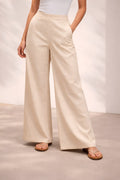 Pichawai Women's High-Waist Wide Leg Pants – Off White