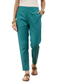 Women’s Rama Green Solid Cotton Trousers