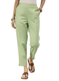 Women’s T-Green Solid Cotton Trousers